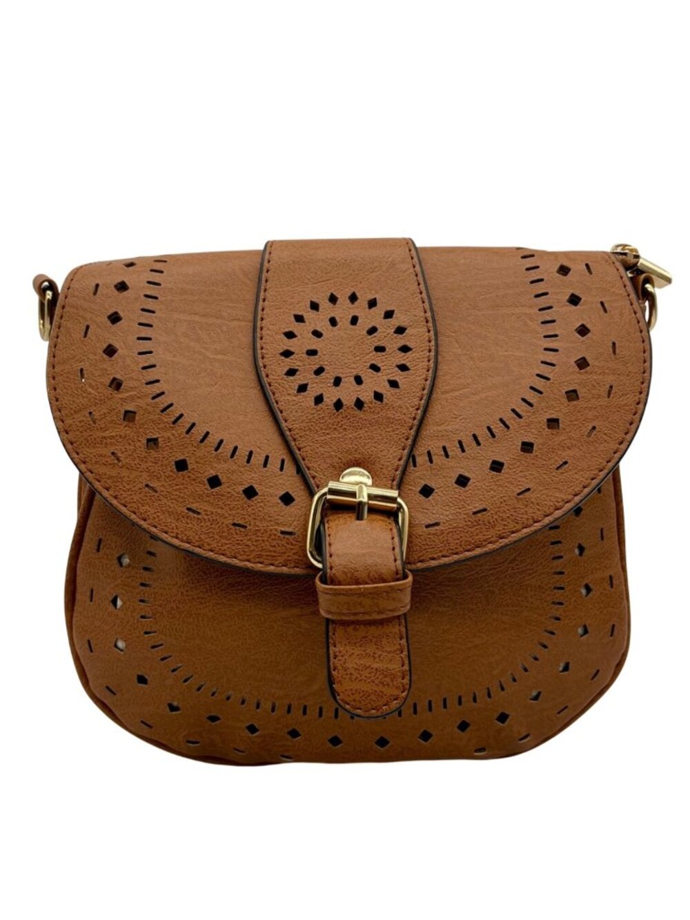 MMS Brands Brown Small Faux Leather Crossbody Bag